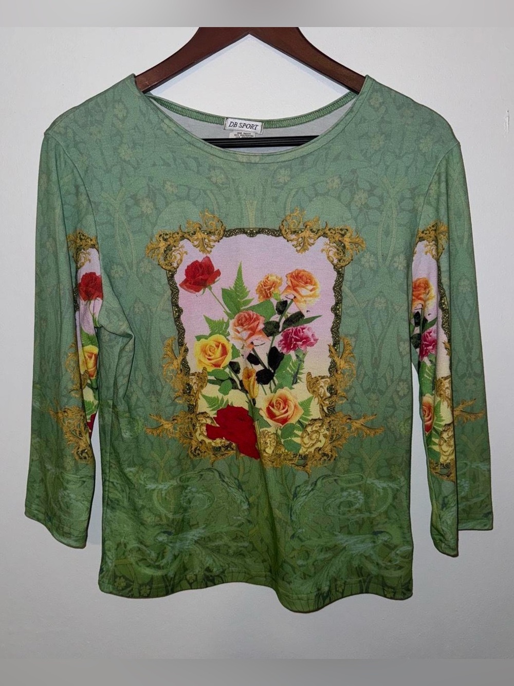 DB Sport Green Floral Print Women's Top